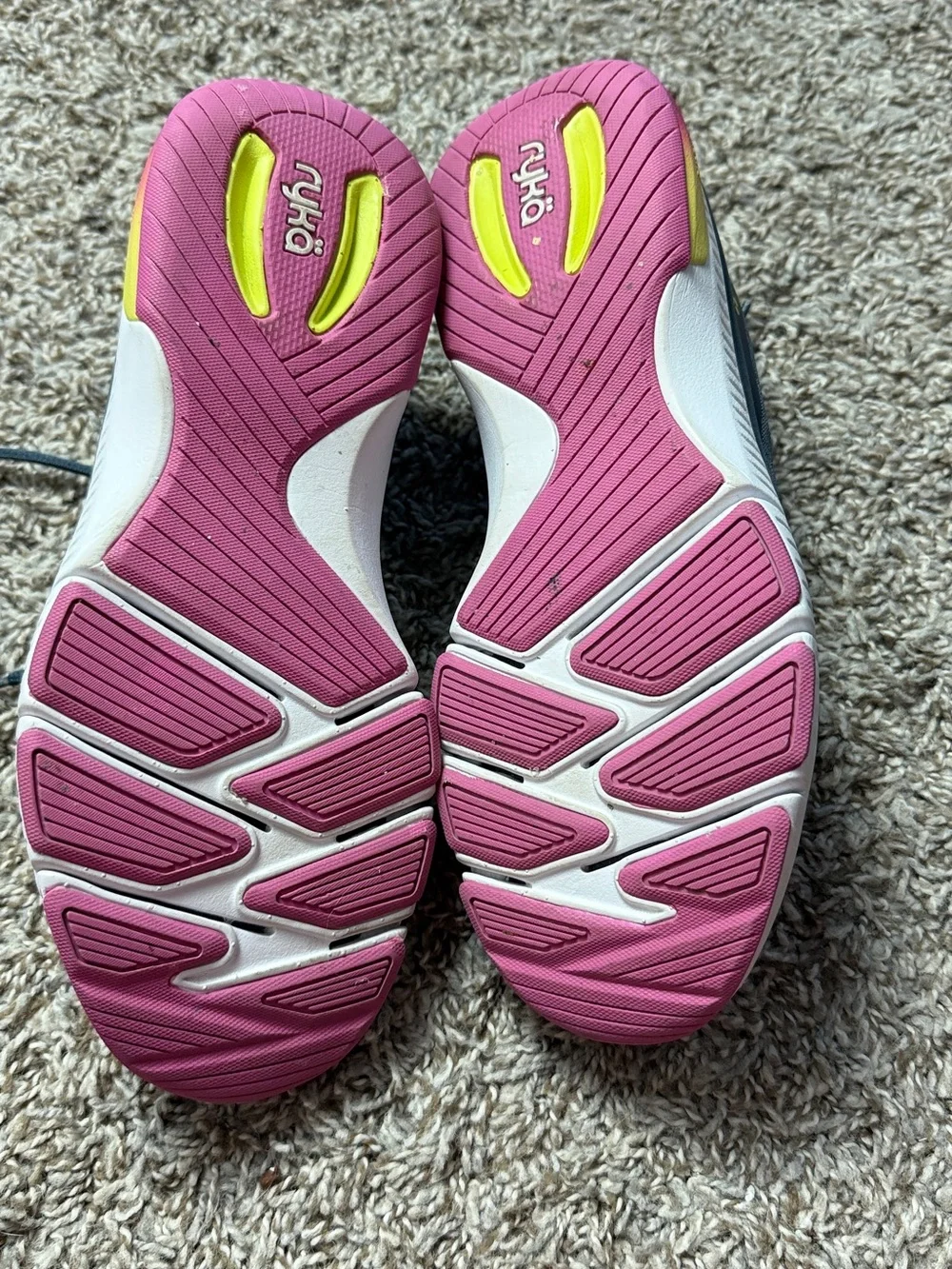 Ryka Re-Run Charcoal Gray & Pink Athletic Sneakers with Pink Accent